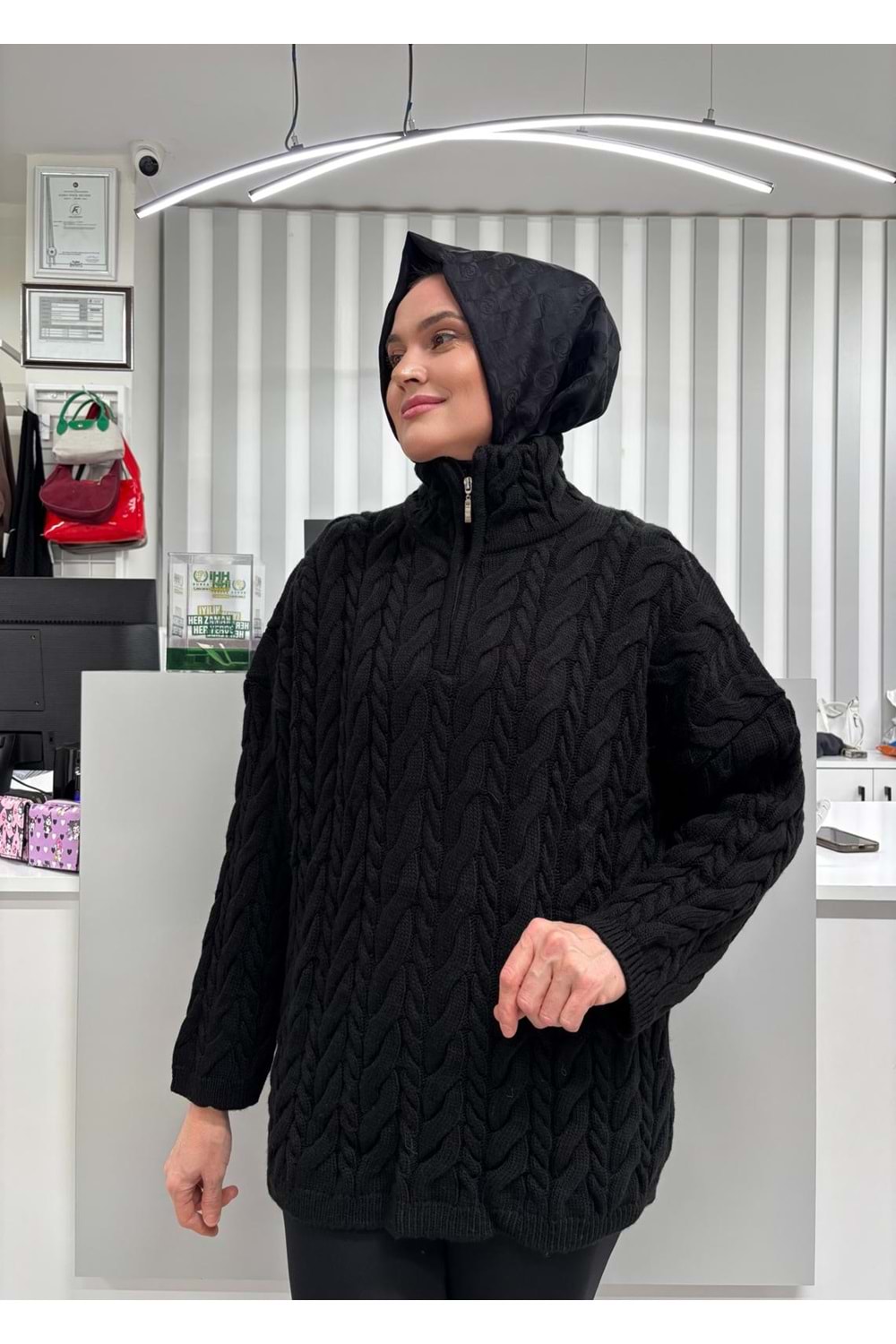 Balıkçı Yaka Örgü Triko 2394 - Siyah - TEK BEDEN - AZRA07051-56624