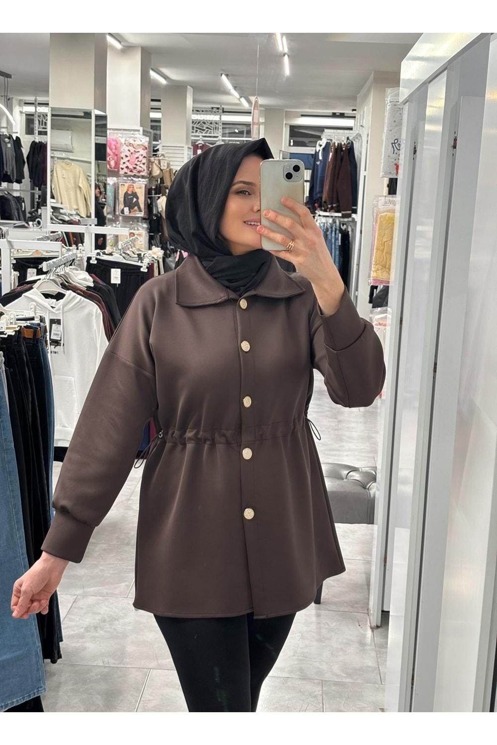 Beli Lastikli Ceket 1134 - Acı Kahve - L-XL - AZRA07220-57583