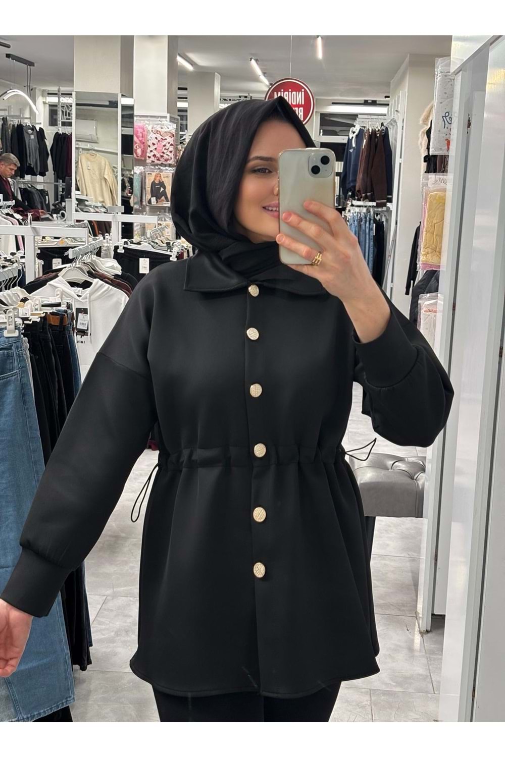 Beli Lastikli Ceket 1134 - Siyah - L-XL - AZRA07220-57591