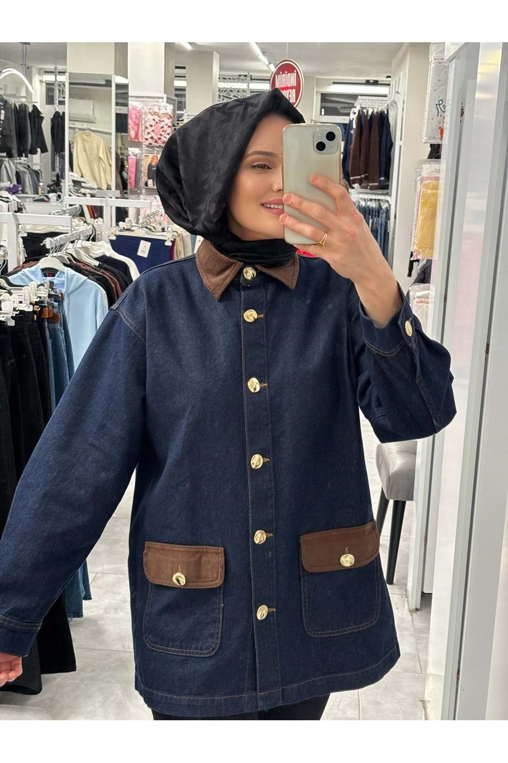 Yaka ve Cepleri Süet Ceket 7432 - Lacivert - L-XL - AZRA07251-Lacivert-L-XL