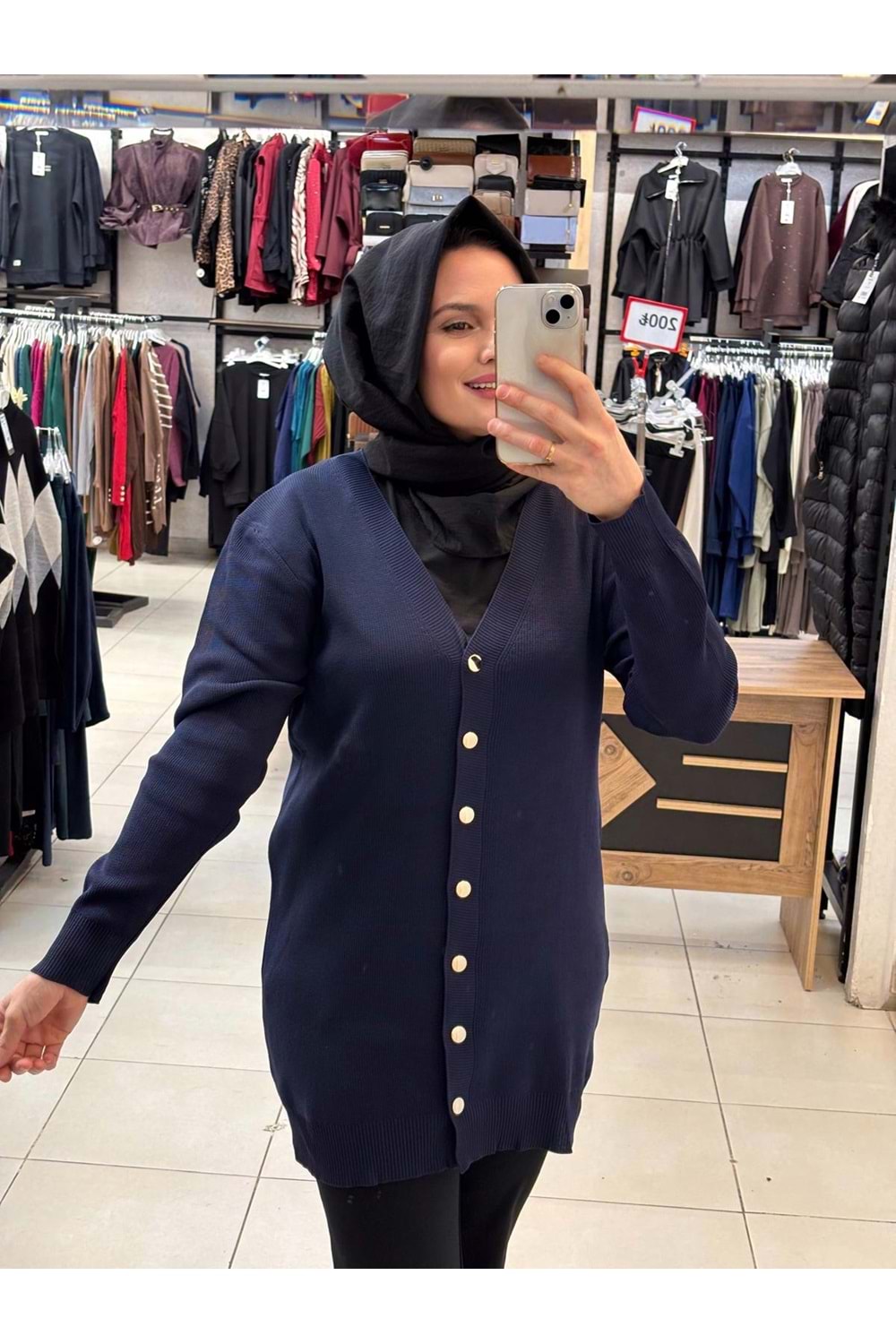 Gold Düğmeli hırka 3285 - Lacivert - TEK BEDEN