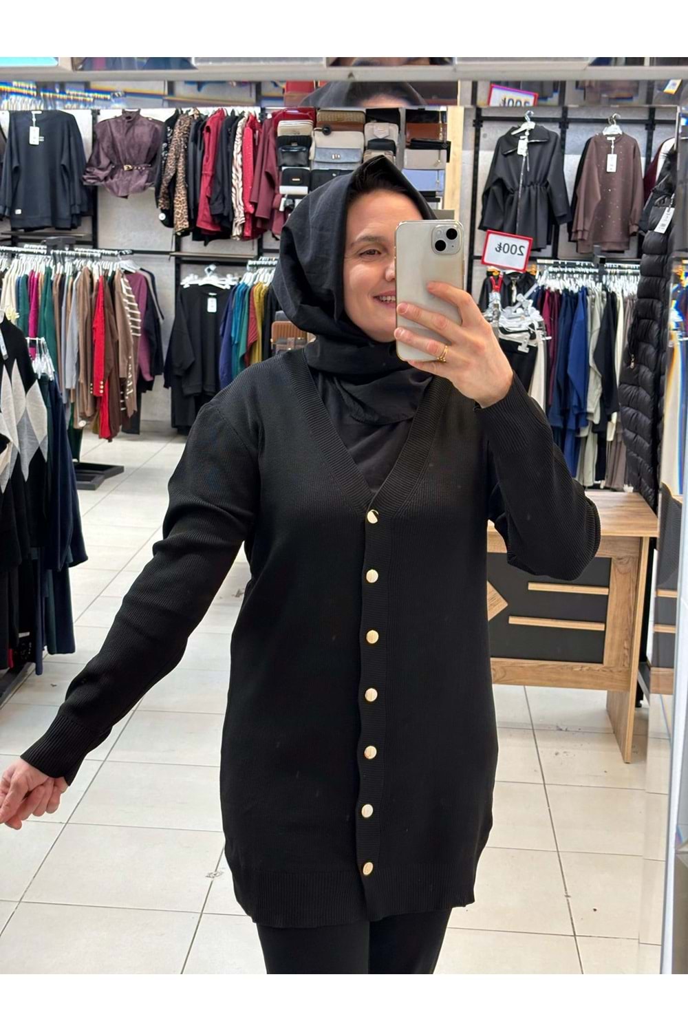 Gold Düğmeli hırka 3285 - Siyah - TEK BEDEN