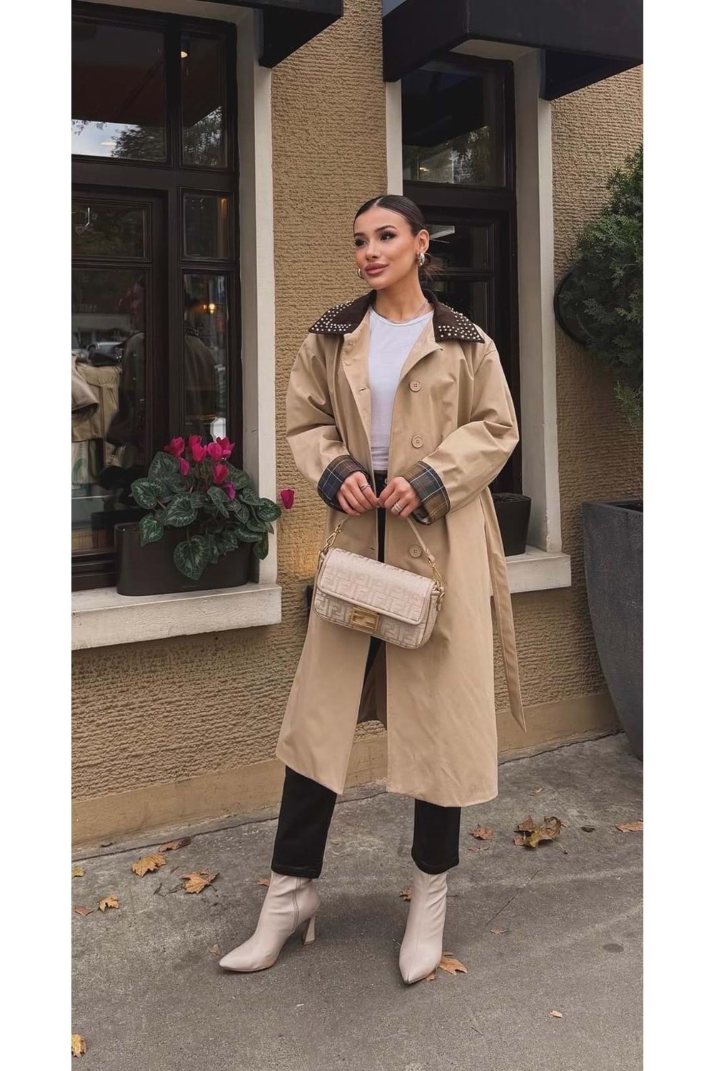 Yakası Taşlı Kap 140212 - Bej - TEK BEDEN - AZRA07334-Bej-TEK BEDEN