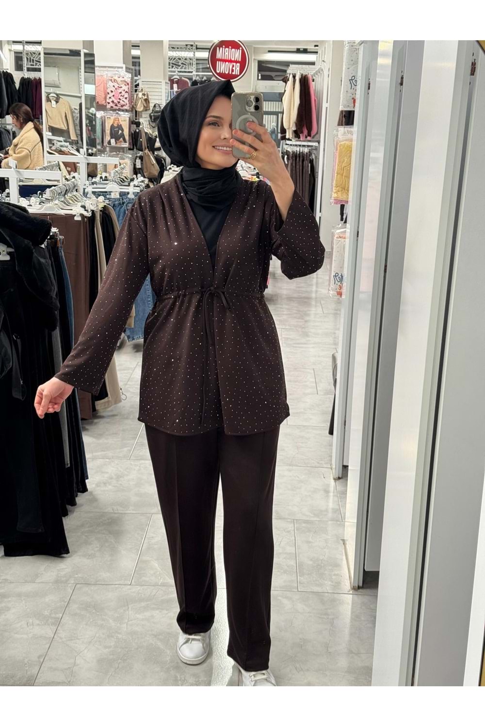 Pullu Bağlamalı Takım 1331 - Acı Kahve - L-XL - AZRA07341-Acı Kahve-L-XL