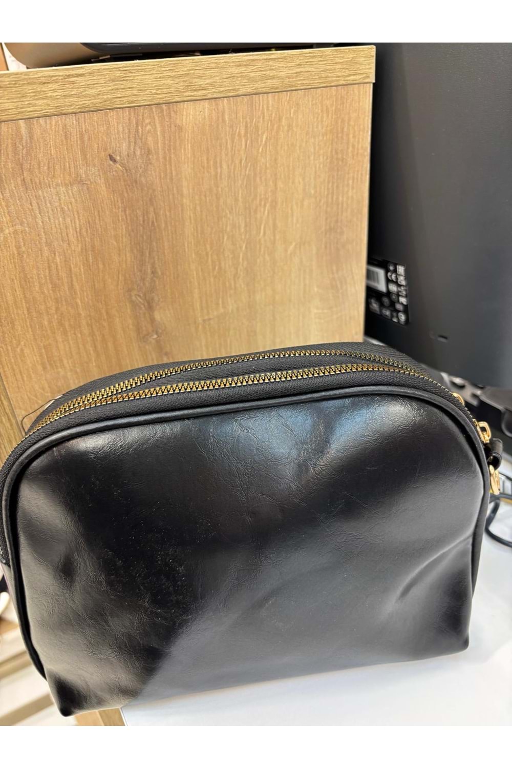 Deri İki Bölmeli Çanta 1735 - Siyah - TEK BEDEN