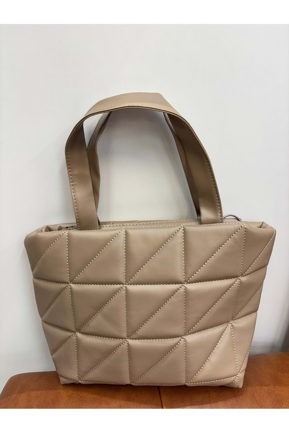 Kapitone Desenli Çanta 1748 - Vizon - TEK BEDEN