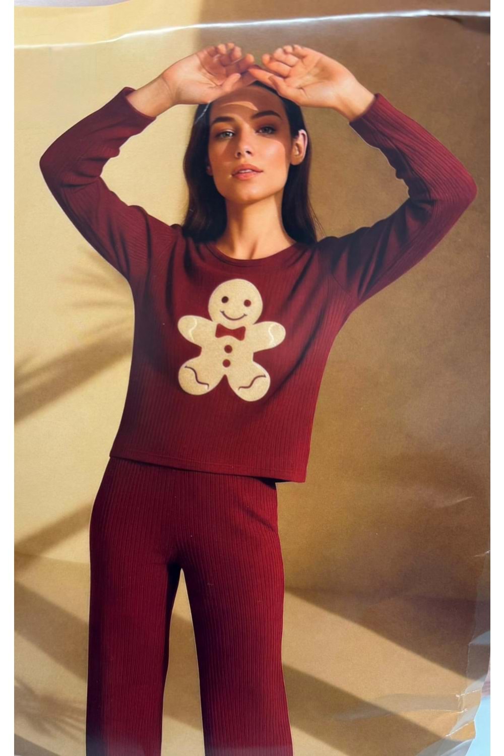 Baskılı Pijama Takımı 1811 - Bordo - S-M - AZRA07492-59210