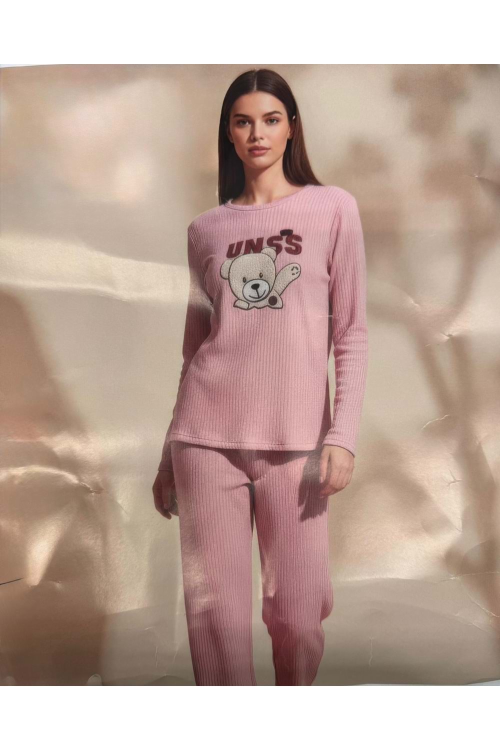 Baskılı Pijama Takımı 1811 - Gül - S-M - AZRA07492-59214