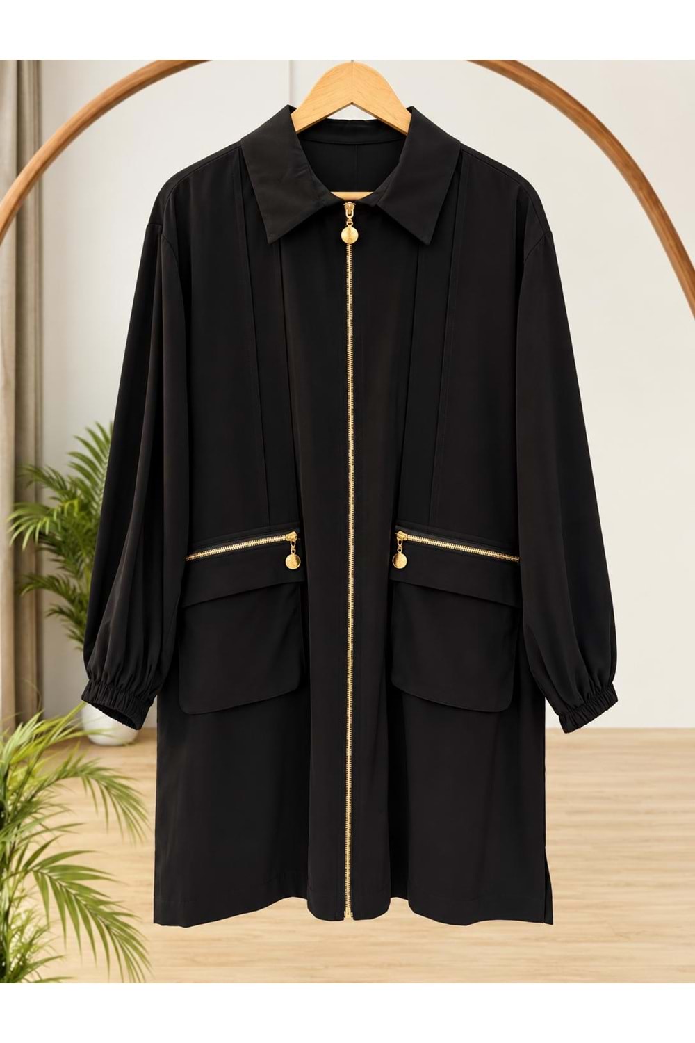 Cepleri Fermuar Detaylı Kap 11237 - Siyah - L-XL