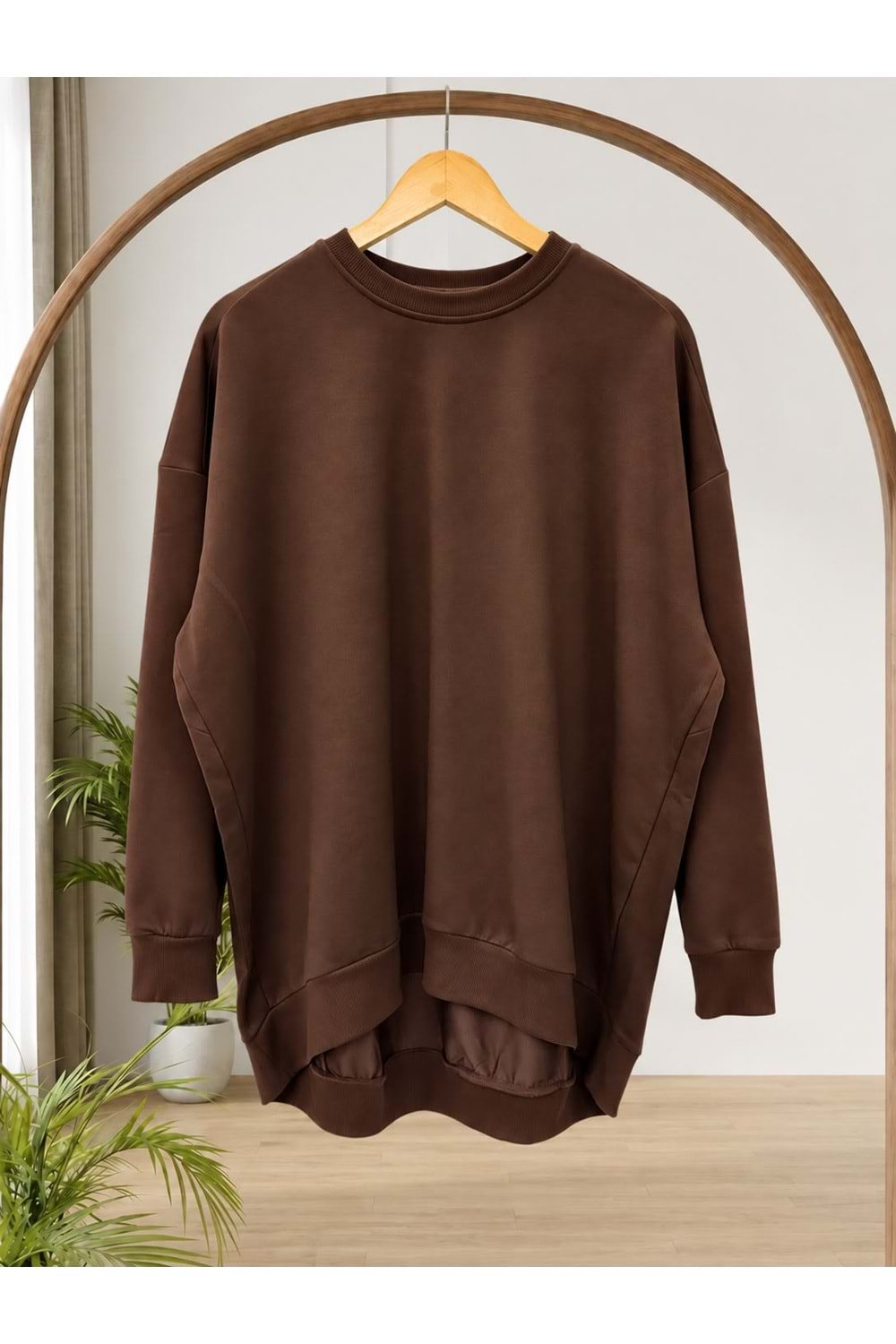 Oversize Sweat 2382 - Kahve Rengi - TEK BEDEN