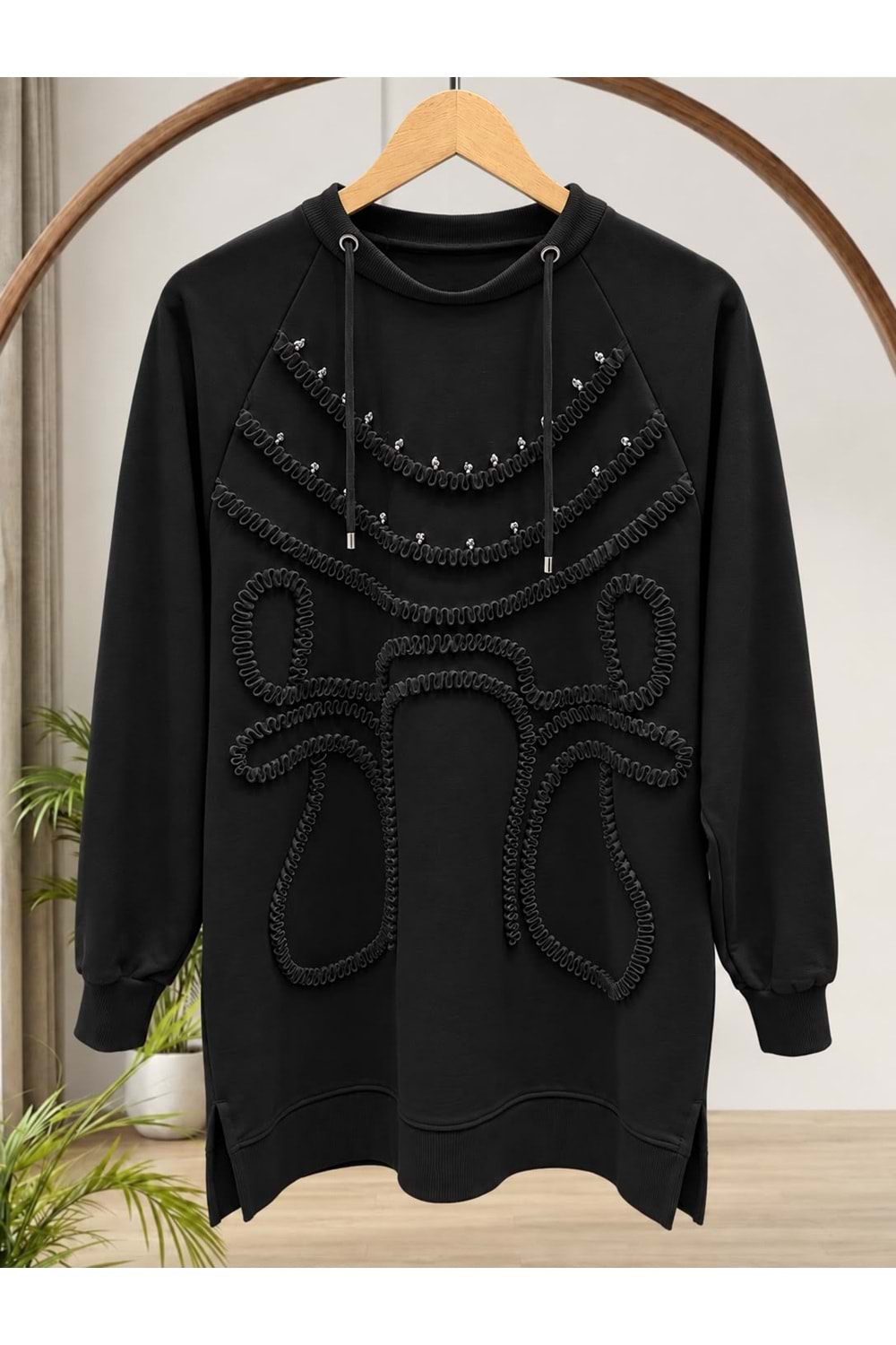 Taş Detaylı A Kalite Tunik 10819 - Siyah - L-XL