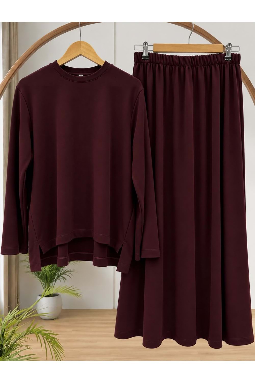 Kampanyalı Etekli Oysho Takım 3480 - Bordo - S-M - AZRA09126-71303
