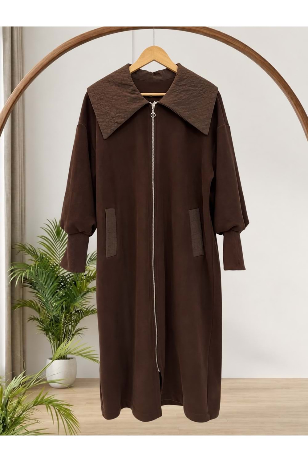 Uzun Selanik Kumaş Kap 15286 - Acı Kahve - L-XL