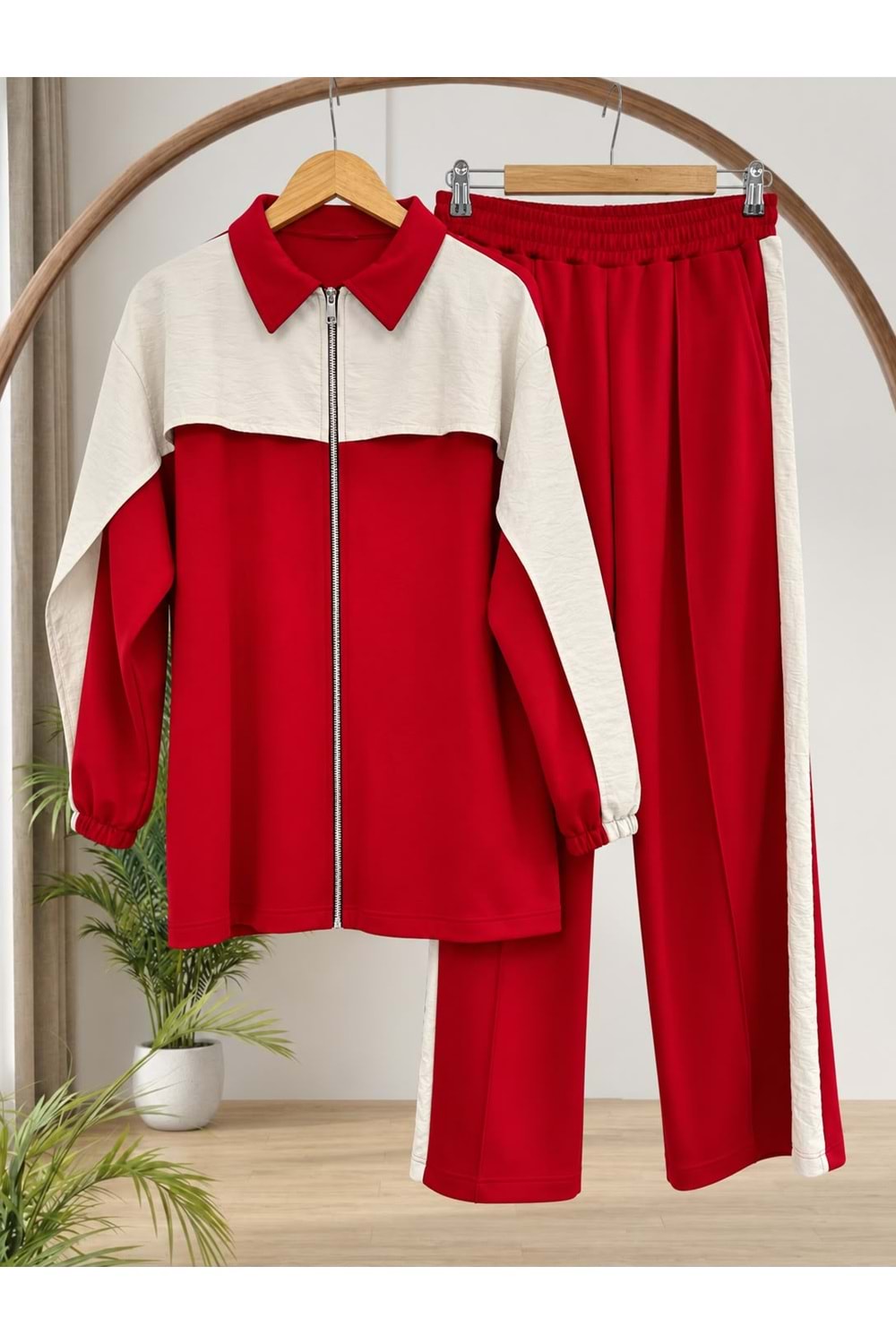 Paraşüt Garnili Takım 3508 - Kırmızı - L-XL