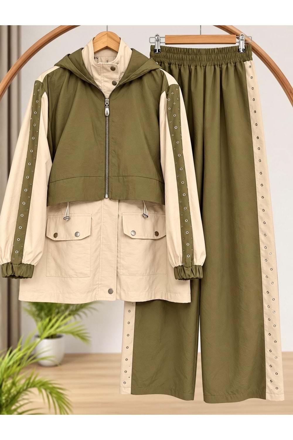 Zımbalı Takım 3222 - Haki - L-XL
