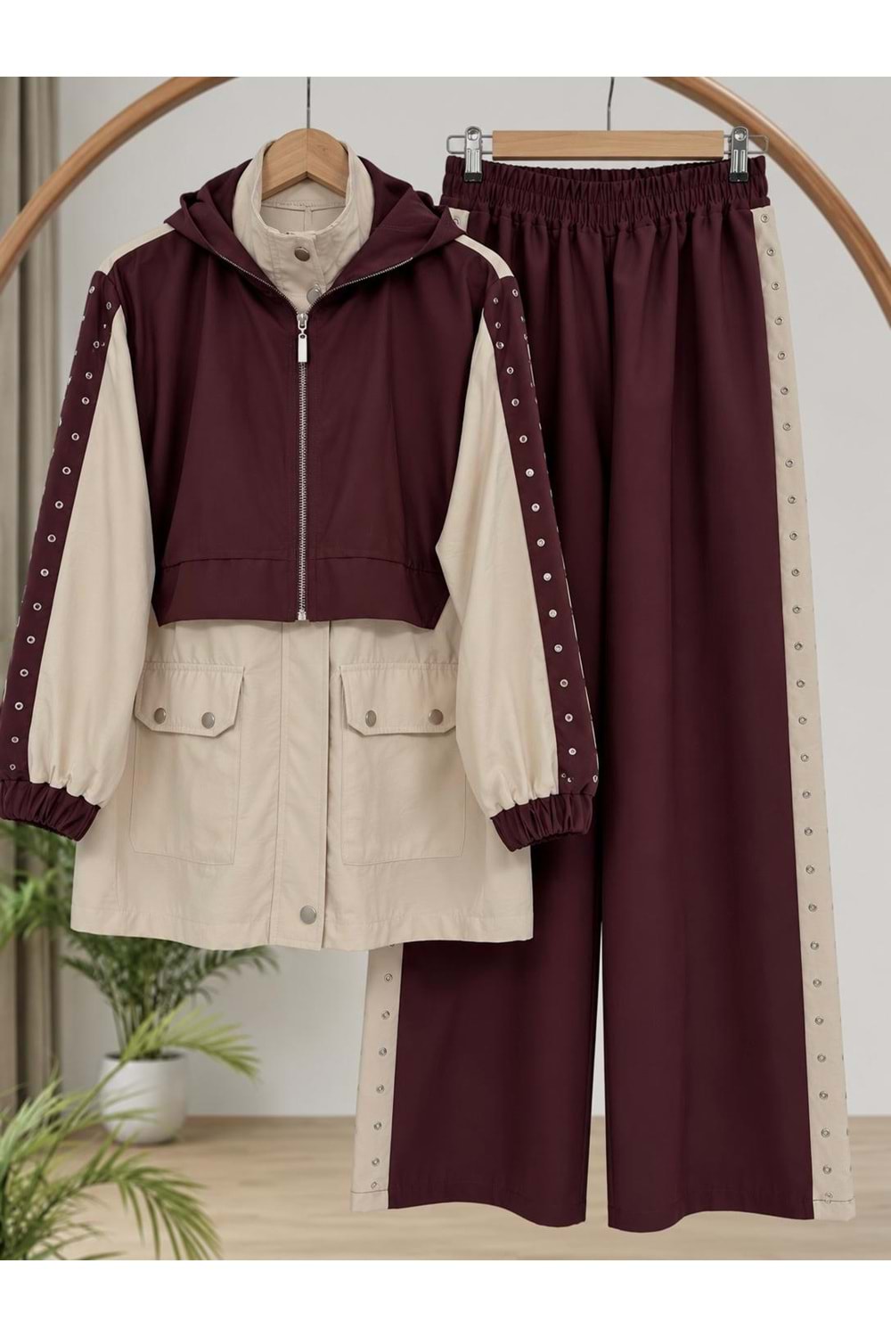 Zımbalı Takım 3222 - Mürdüm - L-XL