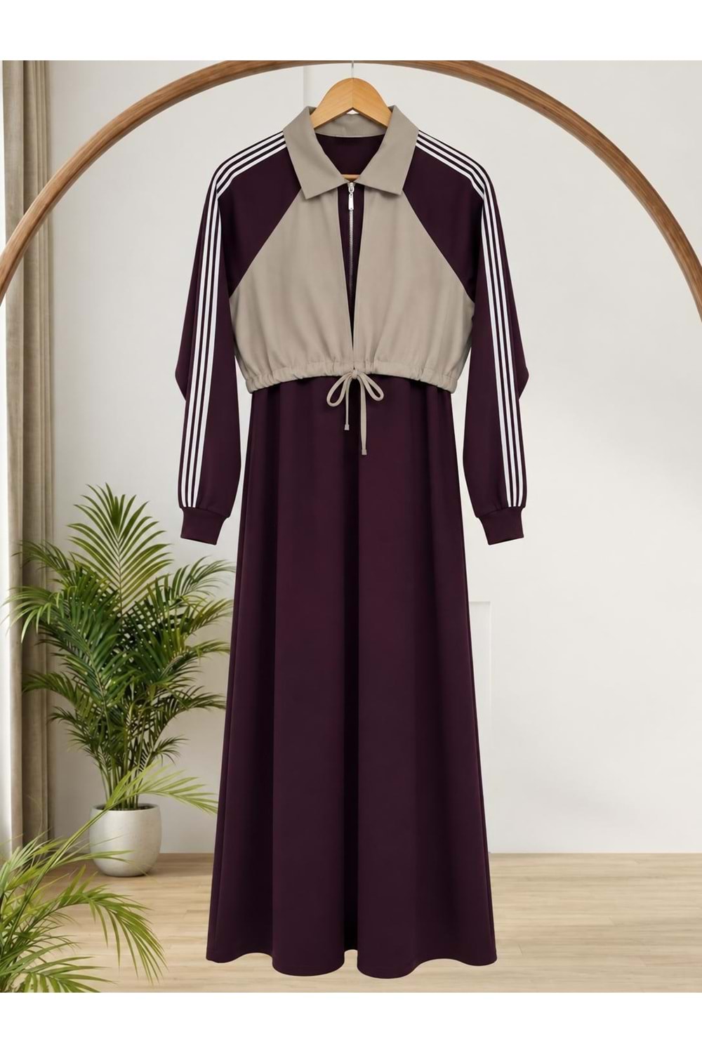 Oysho Garnili Elbise 3034 - Mürdüm - L-XL