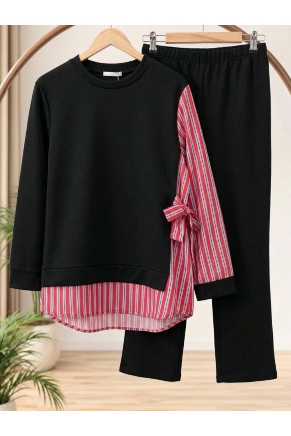 Kampanyalı Yanları Çizgili Takım 1108 - Siyah - L-XL