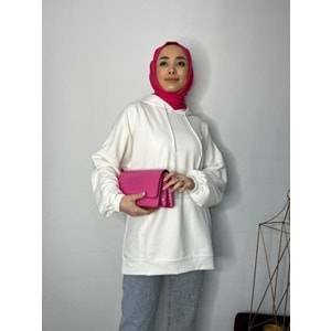 İki İp Cepli Sweat 2349 - Beyaz - TEK BEDEN - AZRA02484-Beyaz-TEK BEDEN