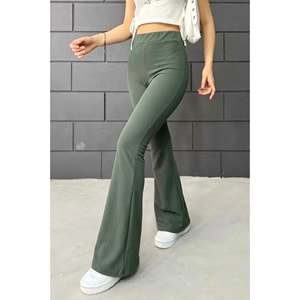 Esm Lastikli İspanyol Paça Pantolon 1101- Yeşil - 40 - AZRA03124-Yeşil-40