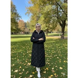 Kapişonlu Kapitone Mont 8407 - Siyah - 38 - AZRA03858-Siyah-38