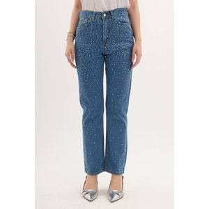Taşlı Kot Pantolon 001 - Mavi - 42 - AZRA04088-Mavi-42