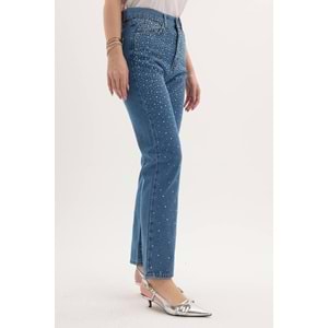 Taşlı Kot Pantolon 001 - Mavi - 42 - AZRA04088-Mavi-42