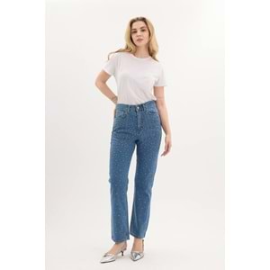 Taşlı Kot Pantolon 001 - Mavi - 42 - AZRA04088-Mavi-42