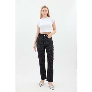 Taşlı Kot Pantolon 001 - Siyah - 38 - AZRA04088-Siyah-38