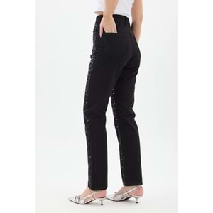 Taşlı Kot Pantolon 001 - Siyah - 38 - AZRA04088-Siyah-38