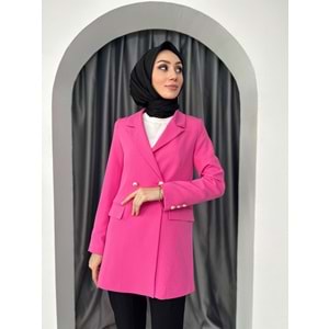 Dublle Kumaş Blazer Ceket - Pembe - L