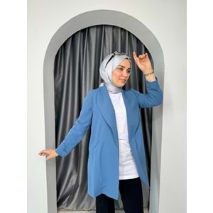 Şal Yaka Ceket 26988 - Mavi - TEK BEDEN