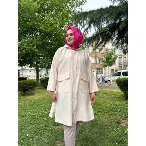 Yırtmaçlı Kap 14864 - Bej - TEK BEDEN - AZRA04513-Bej-TEK BEDEN