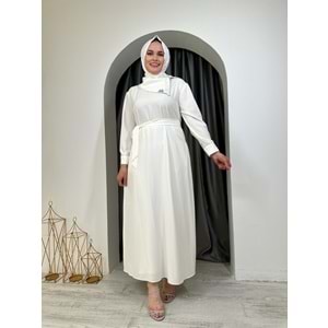 Puane Ema Yaka Taşlı Abiye 12532 - Beyaz - S