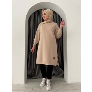 Uzun Düz Sweat Soul Puane 30645 - Bej - S-M - AZRA04907-Bej-S-M
