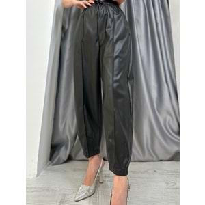 Nervürlü Deri Pantolon 33313 - Siyah - S - AZRA04996-Siyah-S