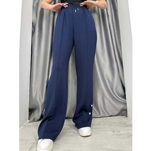 Çıtçıtlı Geniş Paça Pantolon 33671 - Lacivert - S - AZRA04997-Lacivert-S