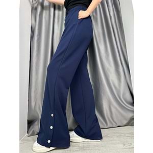 Çıtçıtlı Geniş Paça Pantolon 33671 - Lacivert - S - AZRA04997-Lacivert-S