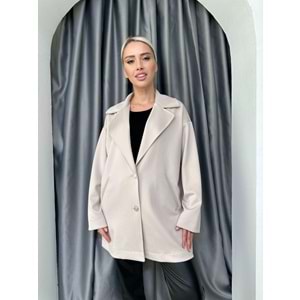 Oversize Basic Ceket 33695 - Bej - TEK BEDEN - AZRA04999-Bej-TEK BEDEN