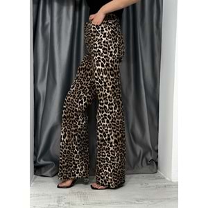 Leopar Desenli Pantolon İkoll 33851 - Kahve Rengi - M - AZRA05016-Kahve Rengi-M