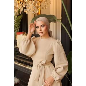 Scuba Elbise 2310 - Krem - 40 - AZRA05024-Krem-40