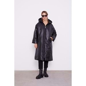 Kolları Ribana Detaylı Uzun Mont 560016 - Siyah - TEK BEDEN