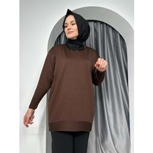 Düz Merserize Tunik 3177 - Acı Kahve - TEK BEDEN - AZRA05401-45120