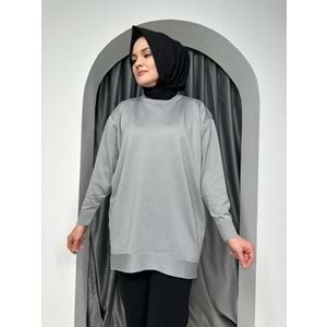 Düz Merserize Tunik 3177 - Gri - TEK BEDEN - AZRA05401-45124