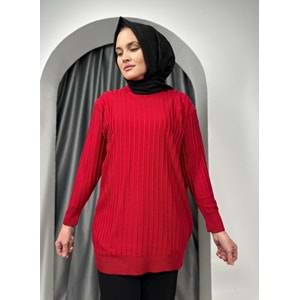Çıtalı Merserize Tunik 3185 - Kırmızı - TEK BEDEN - AZRA05424-45470