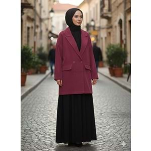 İkoll Oversize Modal Ceket 34453 - Mürdüm - TEK BEDEN - AZRA05495-46045