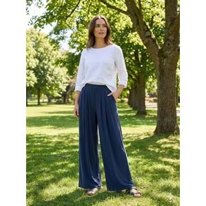 Pileli Modal Pantolon 4369 - Lacivert - S - AZRA05580-46267