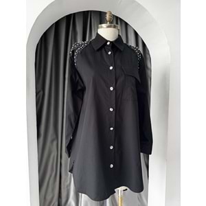 Omuzu Taşlı Gömlek 3253 - Siyah - S-M - AZRA05750-47403
