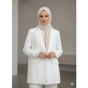 Modal Ceket 35607 - azra fashion - Ekru - TEK BEDEN