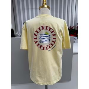 Balık Baskılı T-shirt 3668 - Sarı - S